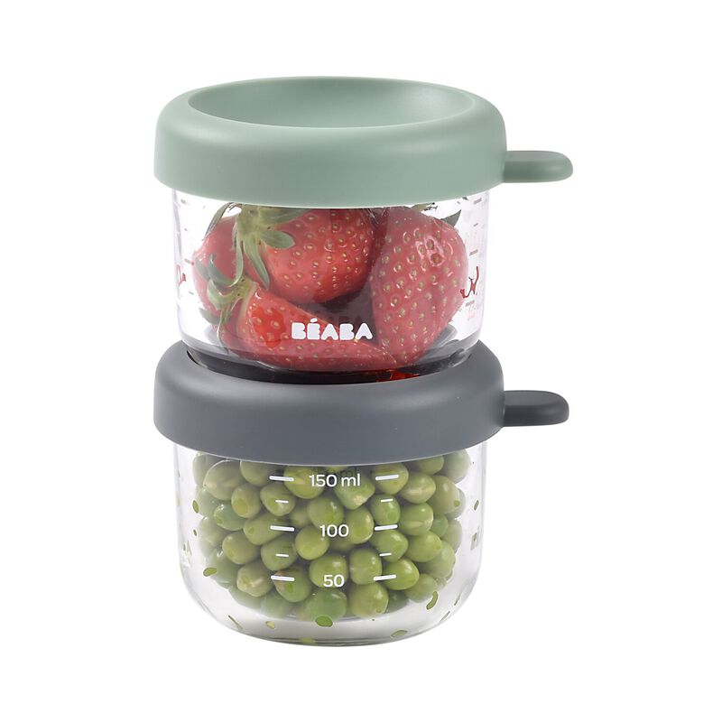 Beaba Conservation Jar Glas (Mineral/Sage Green) - Pack of 2