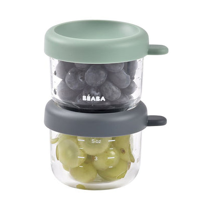 Beaba Conservation Jar Glas (Mineral/Sage Green) - Pack of 2