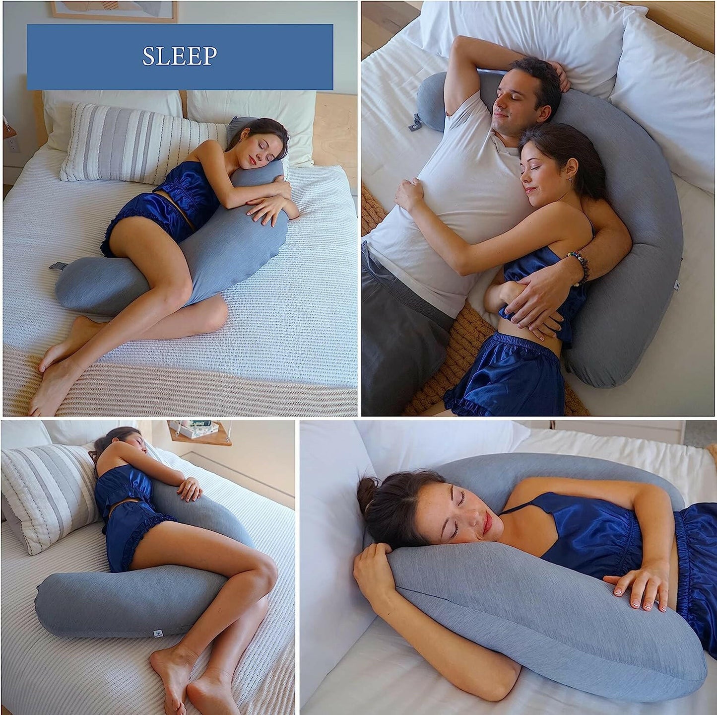 Pharmedoc Cooling Crescent Full Body Pillow - Dark Grey Cooling Fabric
