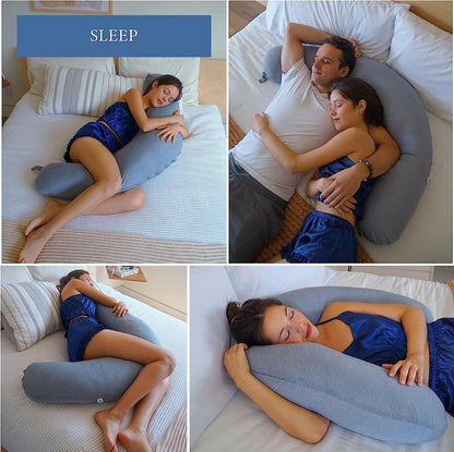 Pharmedoc Cooling Crescent Full Body Pillow - Dark Grey Cooling Fabric