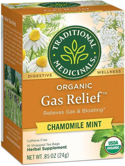 Traditional Medicinals Organic Gas Relief Chamomile Mint Herbal Tea, Relieves Gas & Bloating
