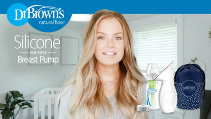Dr. Brown's Silicone One-Piece Breast Pump, Hands-Free Breast Milk Collector with Anti-Colic Options+ Baby Bottle
