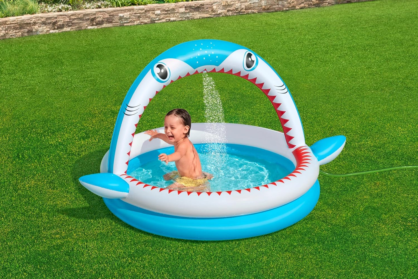 Bestway Sharktastic Sprinkler Play Pool (64" x 50" x 36"/1.63m x 1.27m x 92cm)