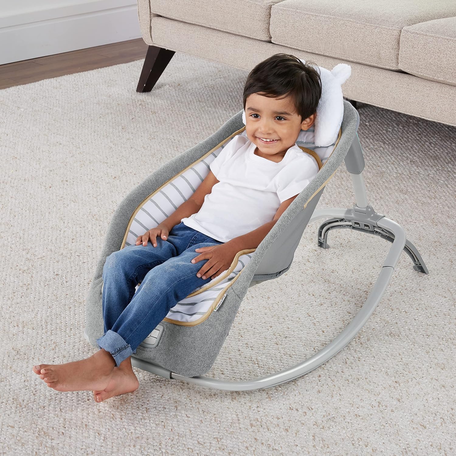 Ingenuity Boutique Collection Plush Modern Baby Rocker & Stationary Seat with Vibrations,, Bella Teddy