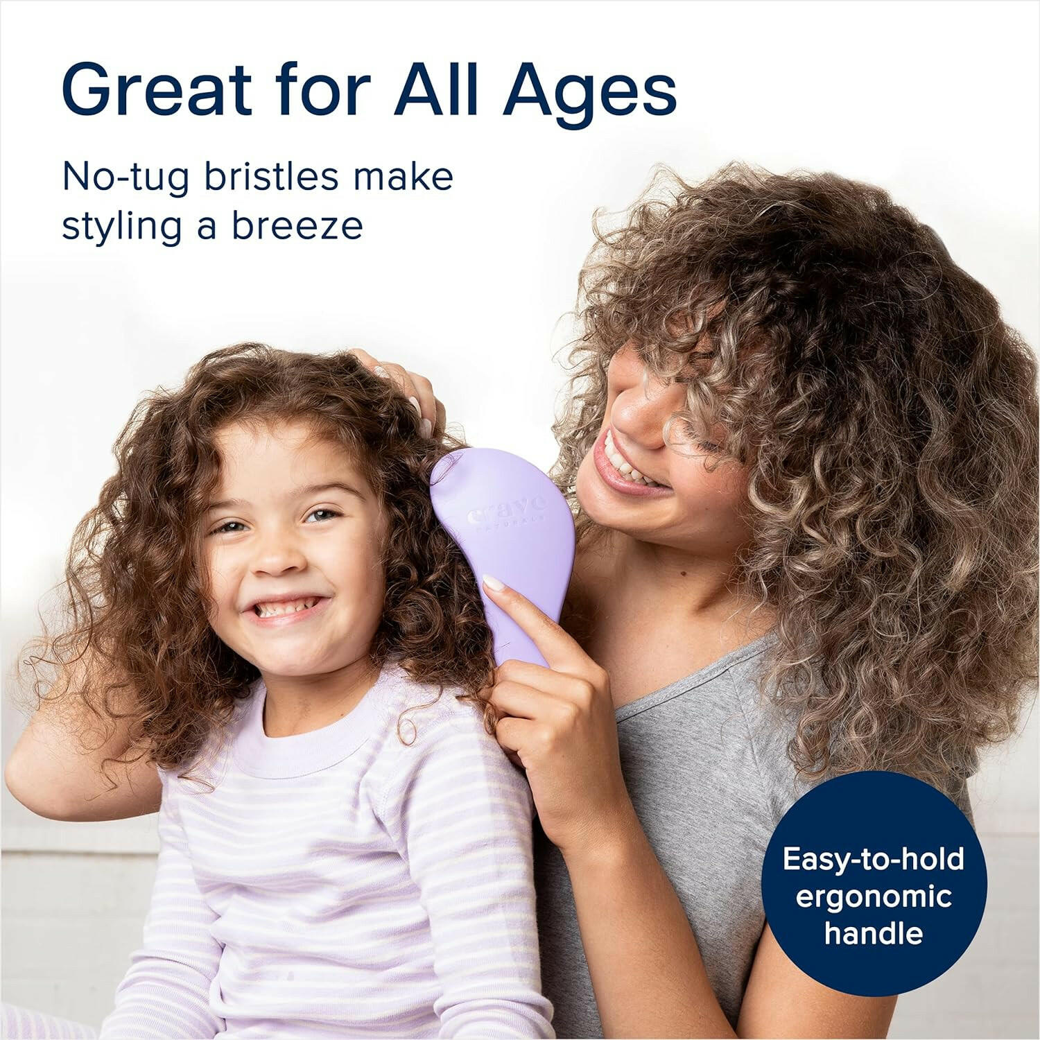 Glide Thru Detangling Brush for Kids & Adults - For Natural, Curly, Straight, Wet or Dry Hair, Purple