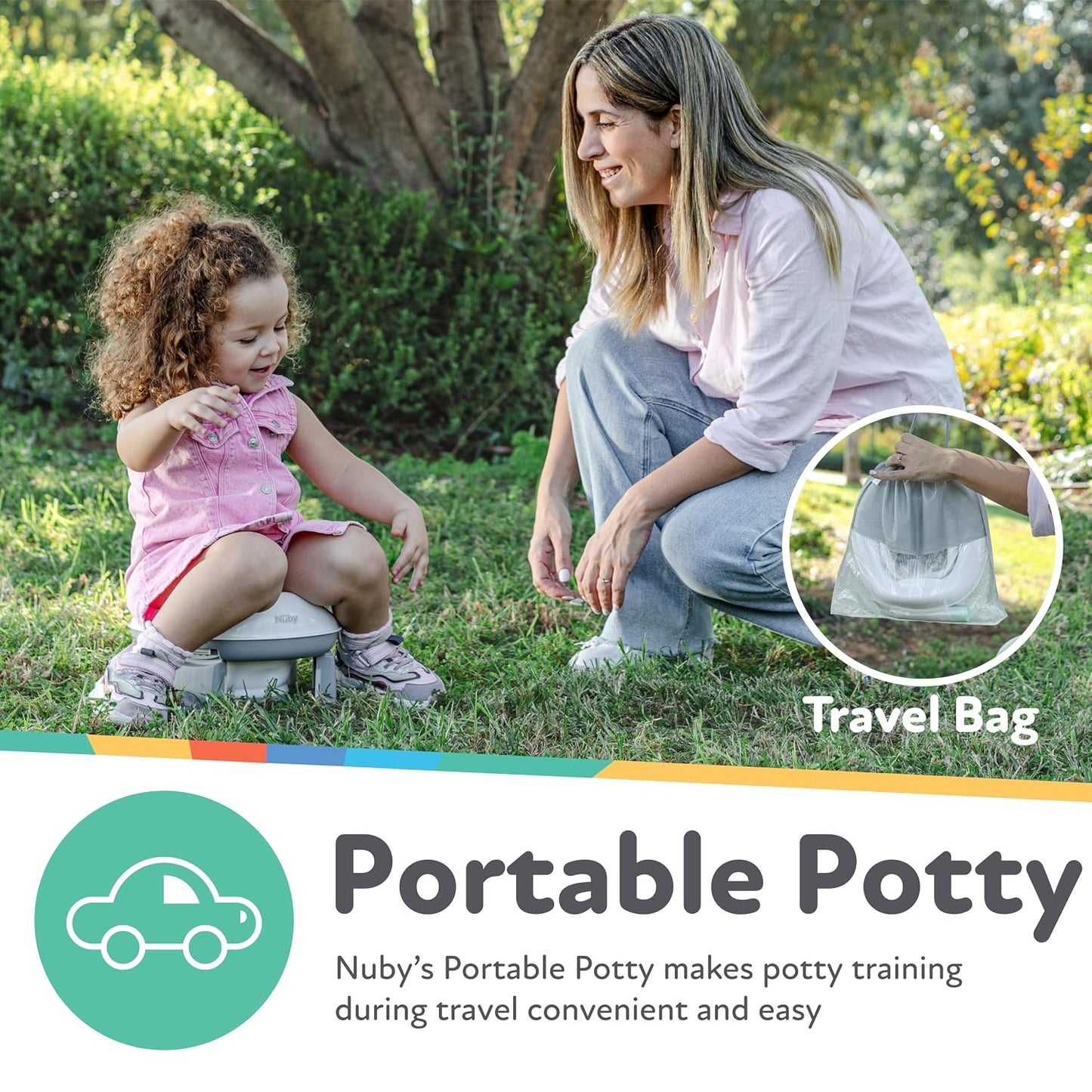 نونية سفر محمولة Nuby Go Potty للتدريب على استخدام المرحاض (أبيض)