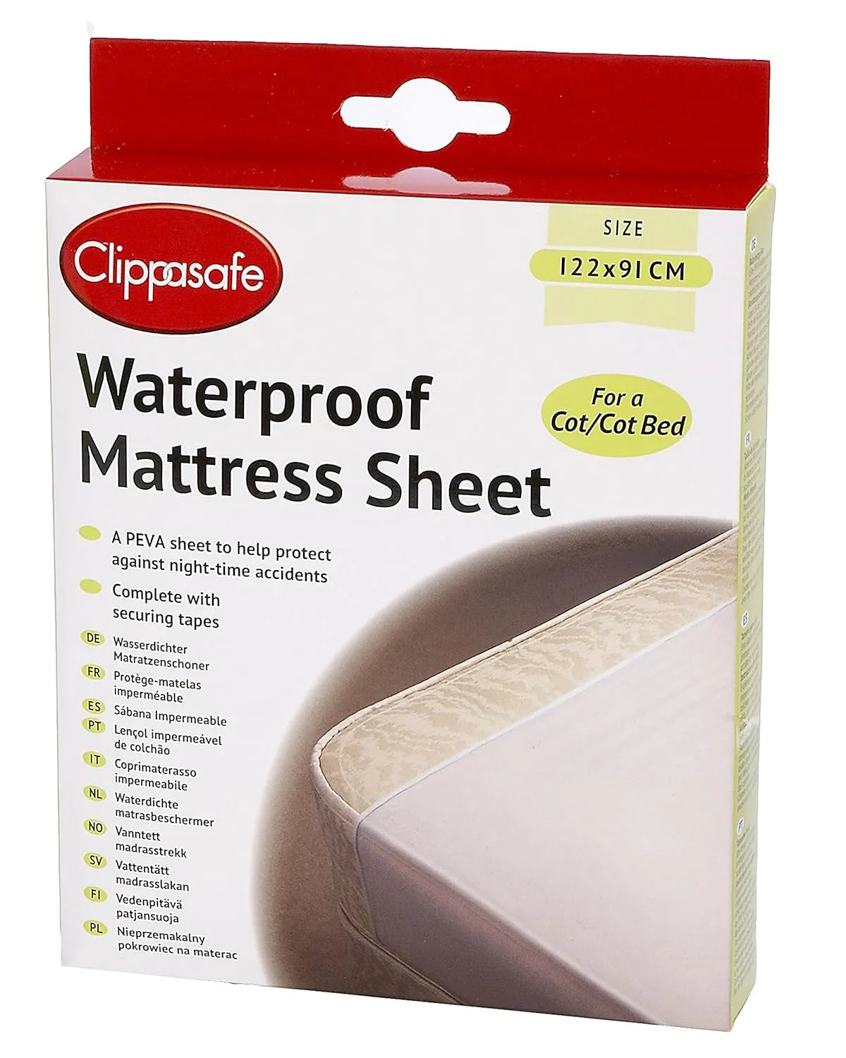 Clippasafe Waterproof Mattress Sheet Cot (22x91cm)