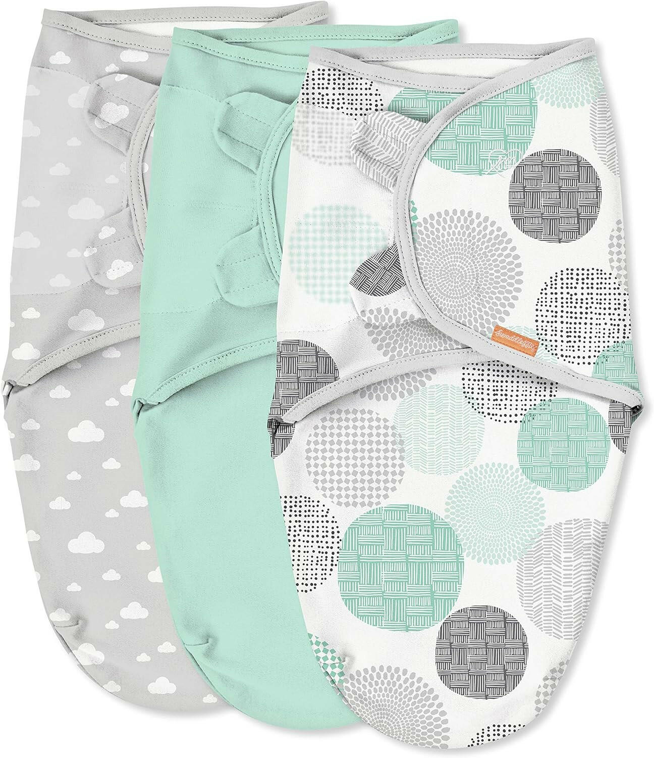 SwaddleMe Original Swaddle – Size Small/Medium, 0-3 Months, 3-Pack (Floating Geos)
