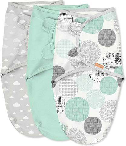 SwaddleMe Original Swaddle – Size Small/Medium, 0-3 Months, 3-Pack (Floating Geos)