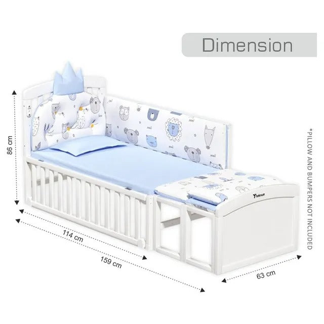 Teknum 7-in-1 Convertible Kids Bed & Bedside Crib – White