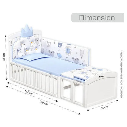 Teknum 7-in-1 Convertible Kids Bed & Bedside Crib – White