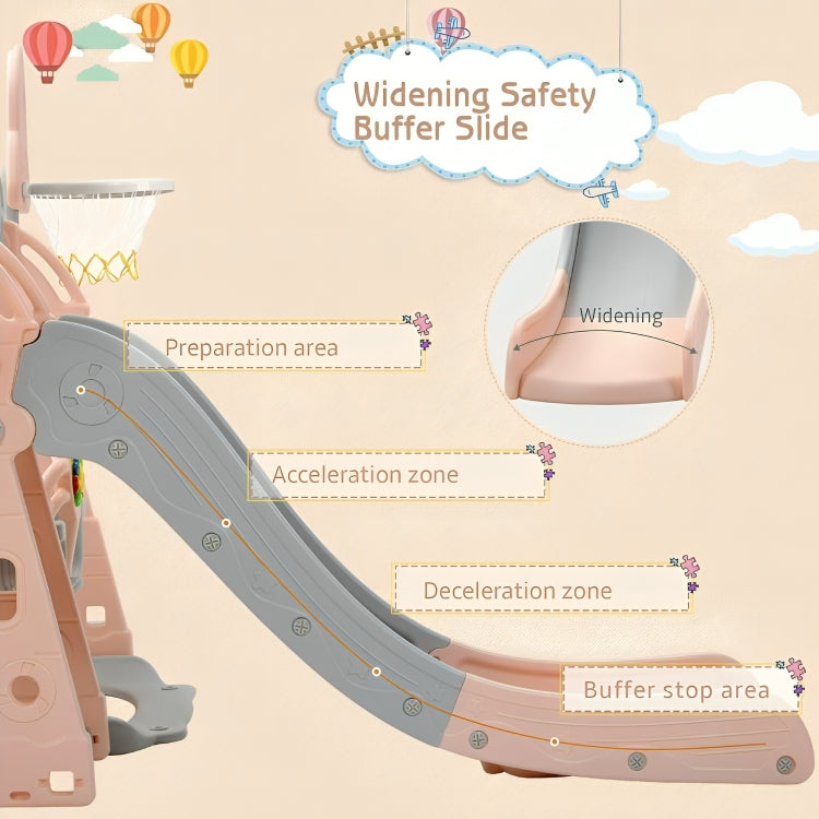 Little Angel Kids Slide And Swing 3-In-1 Activity Playset (180 x 122 x 218 cm, Pink).