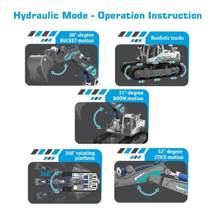 Little Story 3-in-1 Excavator/Bulldozer Toy – 130 pcs, Grey