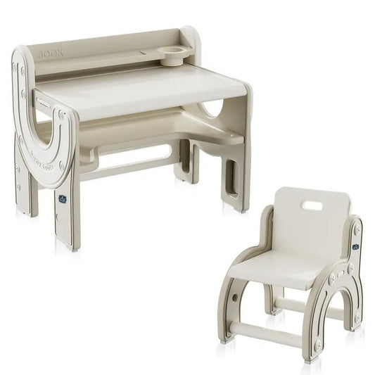 Little Story Multipurpose Study Table And Chair Set – Beige, 2pcs