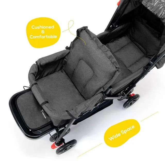 Teknum Double Stroller Combo with Diaper Backpack – Dark Grey
