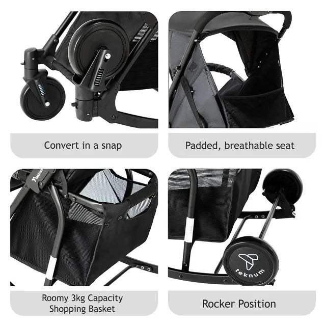 Teknum 2 In 1 Glide Stroller (Black)