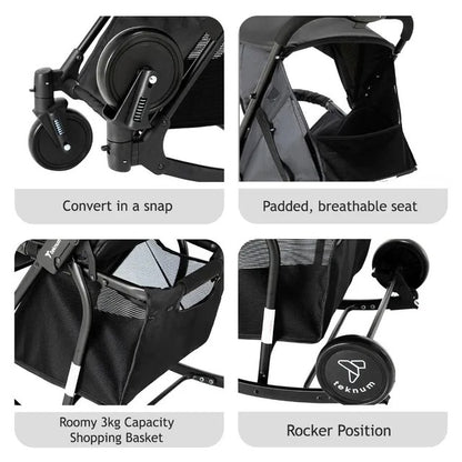 Teknum 2 In 1 Glide Stroller (Black)