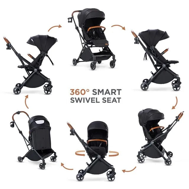 Teknum Black Compacto Auto-Fold 360° Reversible Stroller