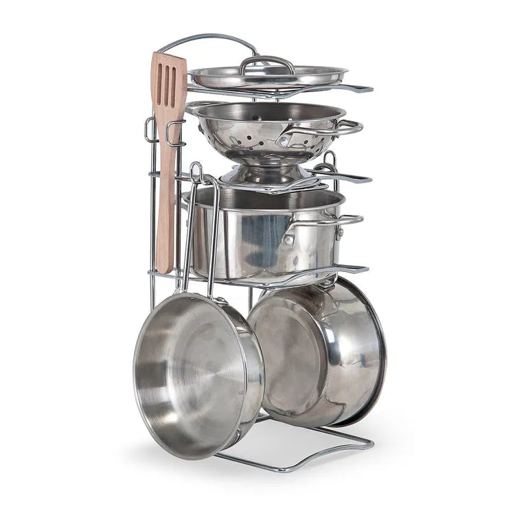 Melissa & Doug Stainless Steel Pots & Pans Play Set