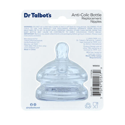 Dr. Talbot's Soft Flex Easy Latch Bottle Feeding Nipples (Slow Flow) - Pack of 2