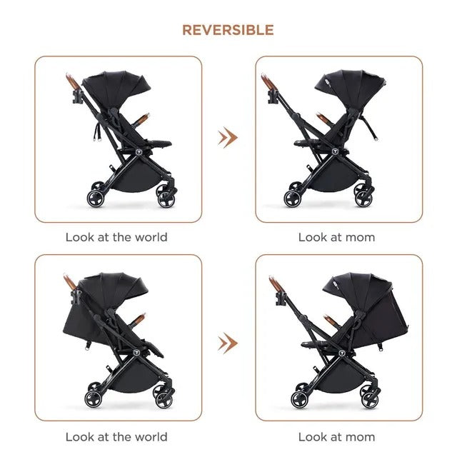 Teknum Black Compacto Auto-Fold 360° Reversible Stroller