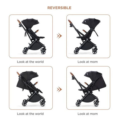 Teknum Black Compacto Auto-Fold 360° Reversible Stroller