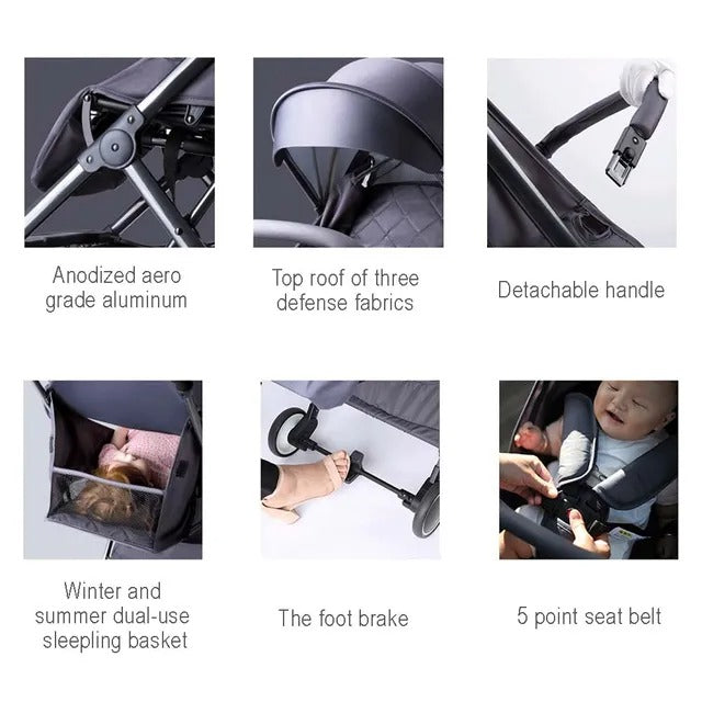 Teknum Travel Lite Stroller SLD with Sunveno Organizer – Dark Grey & Yellow
