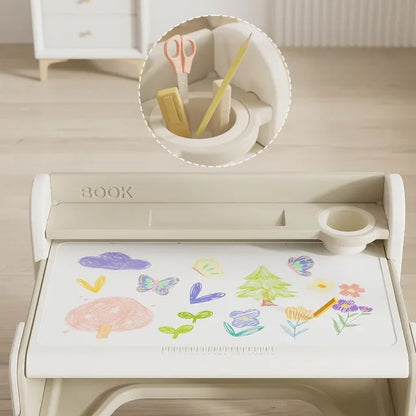 Little Story Multipurpose Study Table And Chair Set – Beige, 2pcs