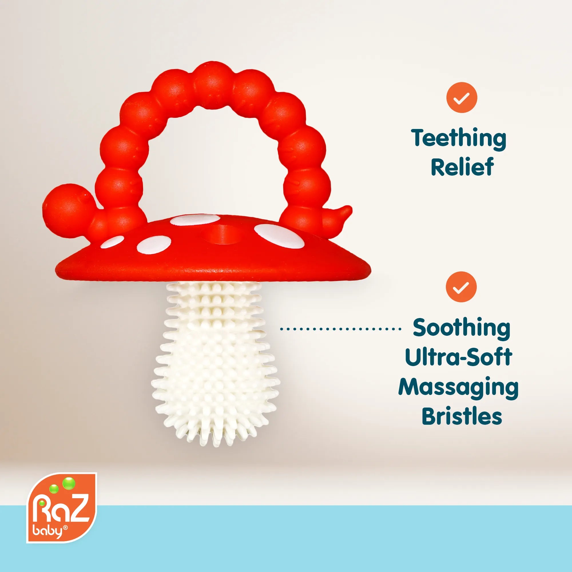 RaZbaby Chompy Teether Soft Silicone Teething Toy for Infants & Babies (3Months+)