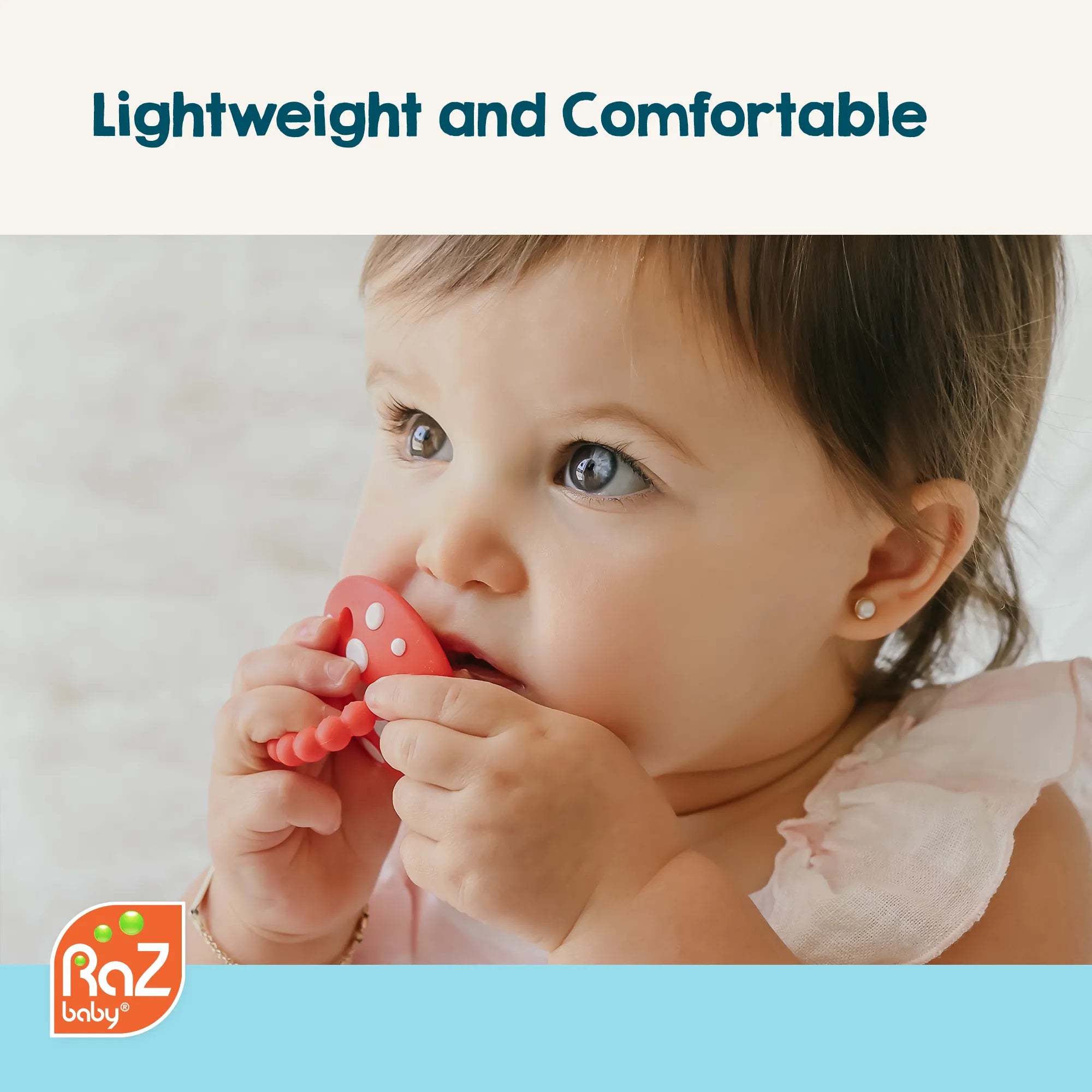 RaZbaby Chompy Teether Soft Silicone Teething Toy for Infants & Babies (3Months+)