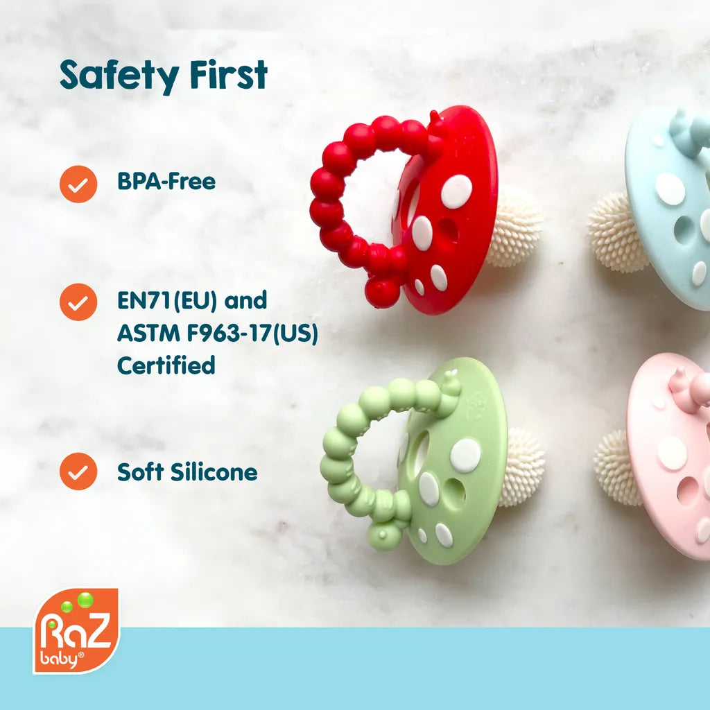 RaZbaby Chompy Teether Soft Silicone Teething Toy for Infants & Babies (3Months+)