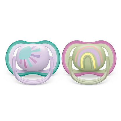 Philips Avent Ultra Air Pacifier (Girl, 0-6 Months) - Pack of 2