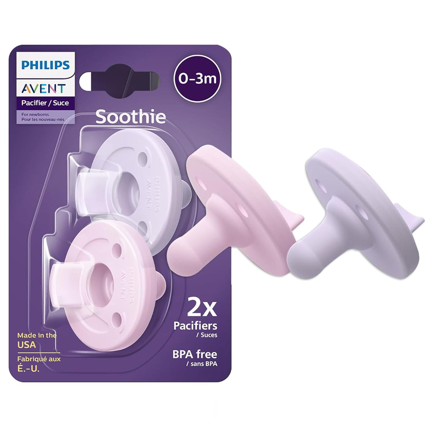 Philips Avent Soothie 0-3 Months Orthodontic Baby Pacifiers, 2pcs