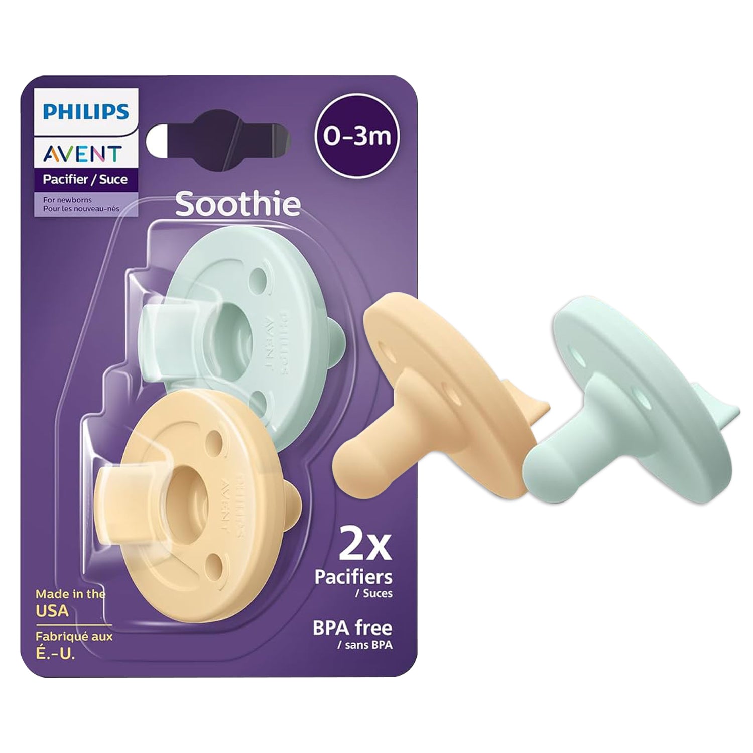 Philips Avent Soothie 0-3 Months Orthodontic Baby Pacifiers, 2pcs