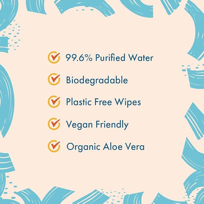 Aqua Wipes 100% Biodegradable Baby Wipes, Box Of Travel Pack (Pack of 12, 12 Pcs)