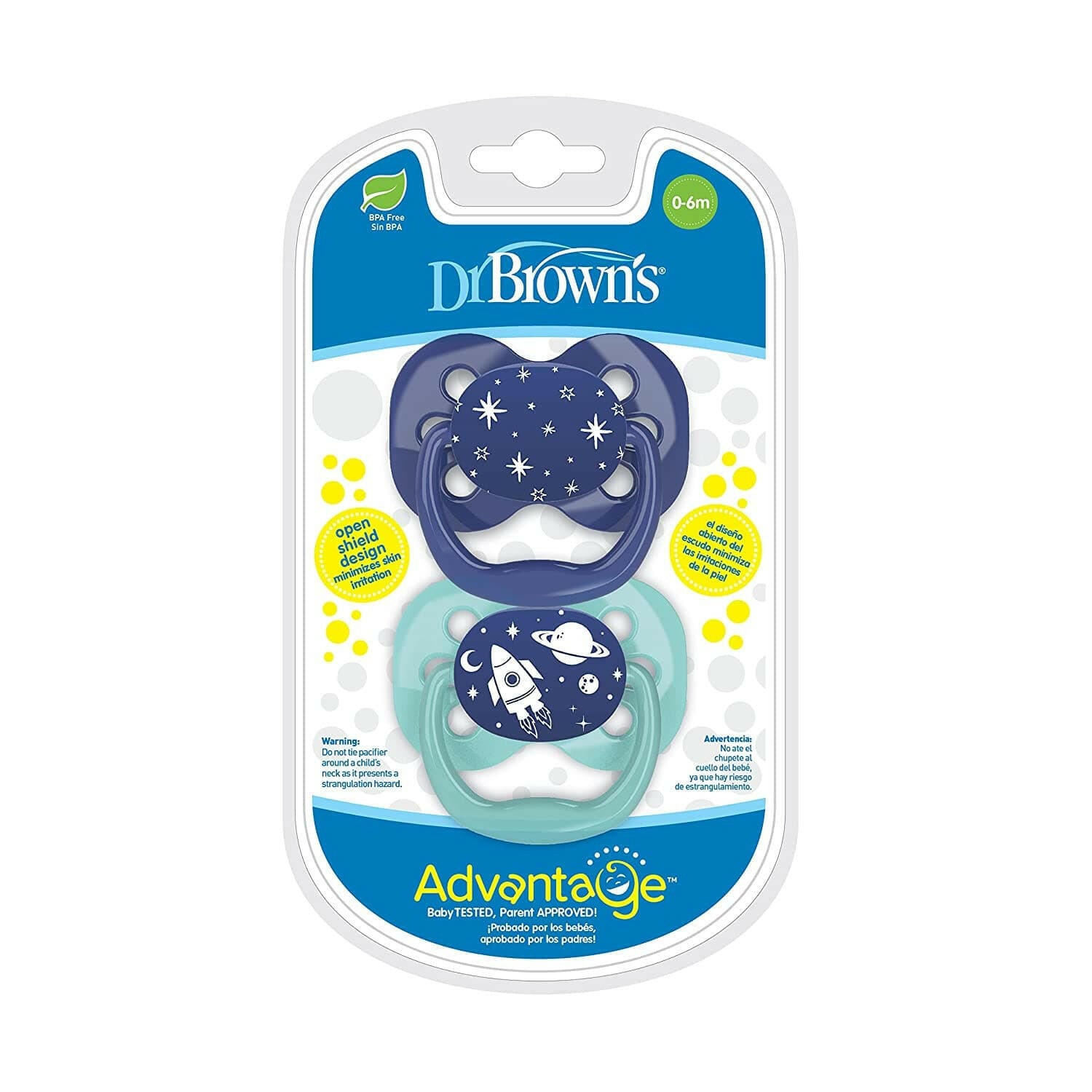 Dr. Brown's Advantage Pacifier Stage 1, 2-Pack, 0-6m.