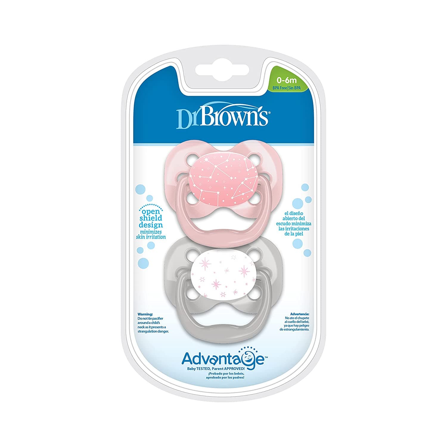 Dr. Brown's Advantage Pacifier Stage 1, 2-Pack, 0-6m.