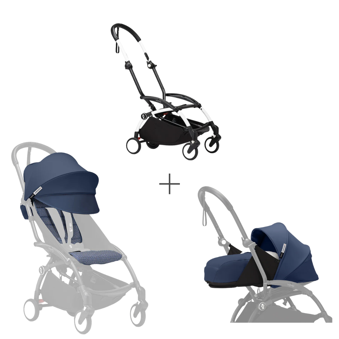 Stokke YOYO3 Frame White + Newborn Pack& 6+ Color Pack Bundle