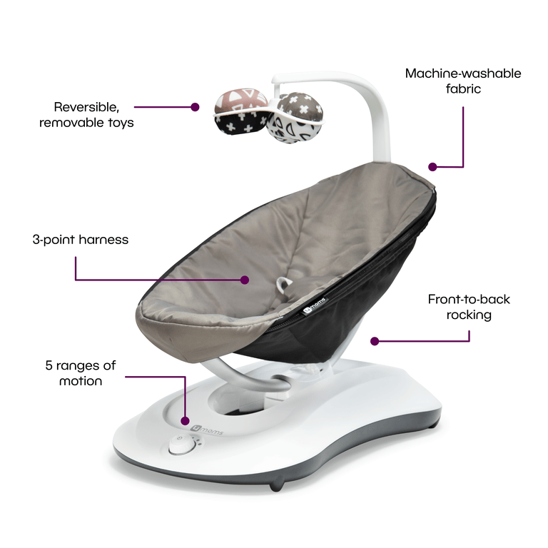 4moms RockaRoo 2.0 Baby Rocker with Front to Back Gliding Motion, Graphite