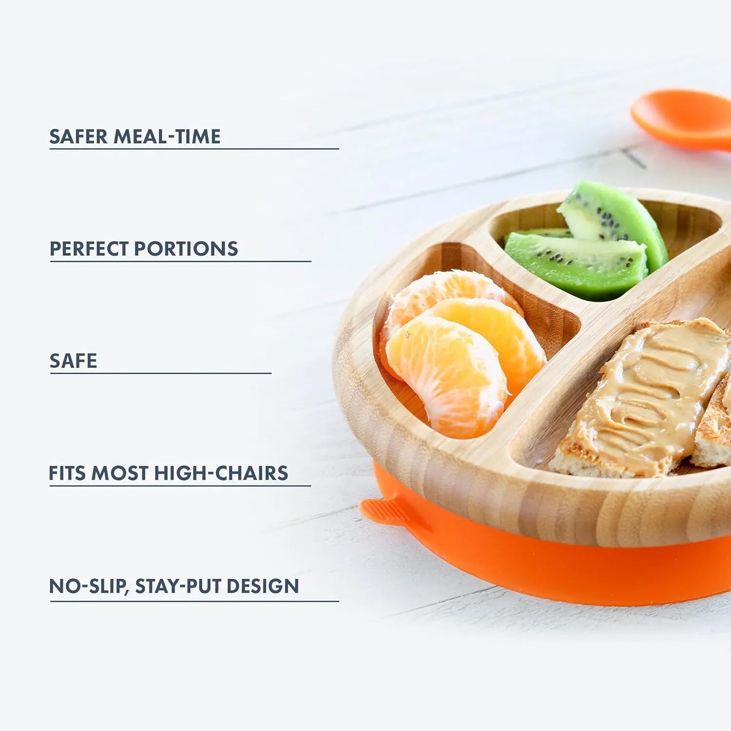 Avanchy Bamboo Suction Classic Plate With Spoon