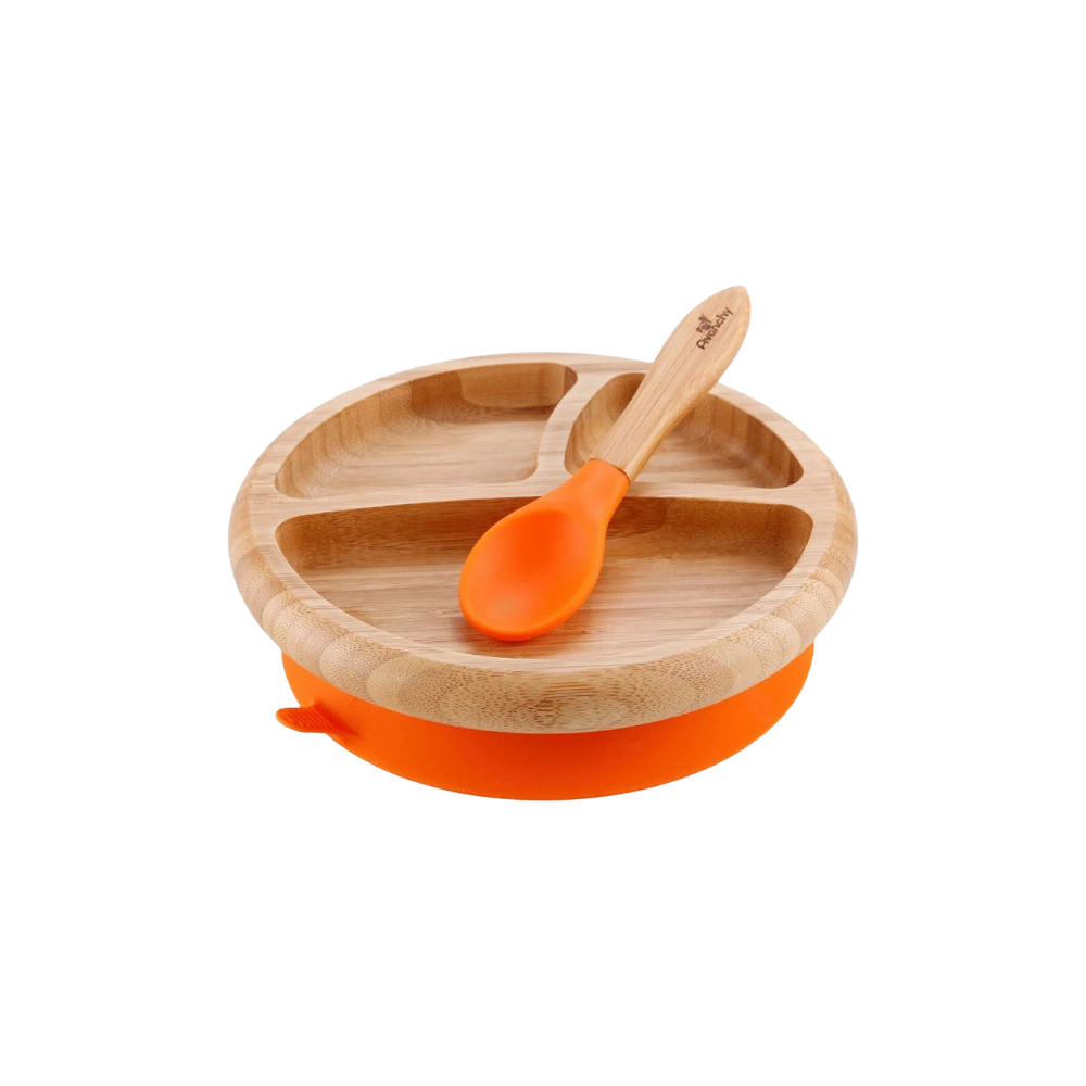 Avanchy Bamboo Suction Classic Plate With Spoon