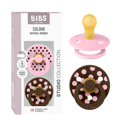 Bibs Pacifier Studio Colour Polka Latex Size 1 (Mocha) - Pack of 2
