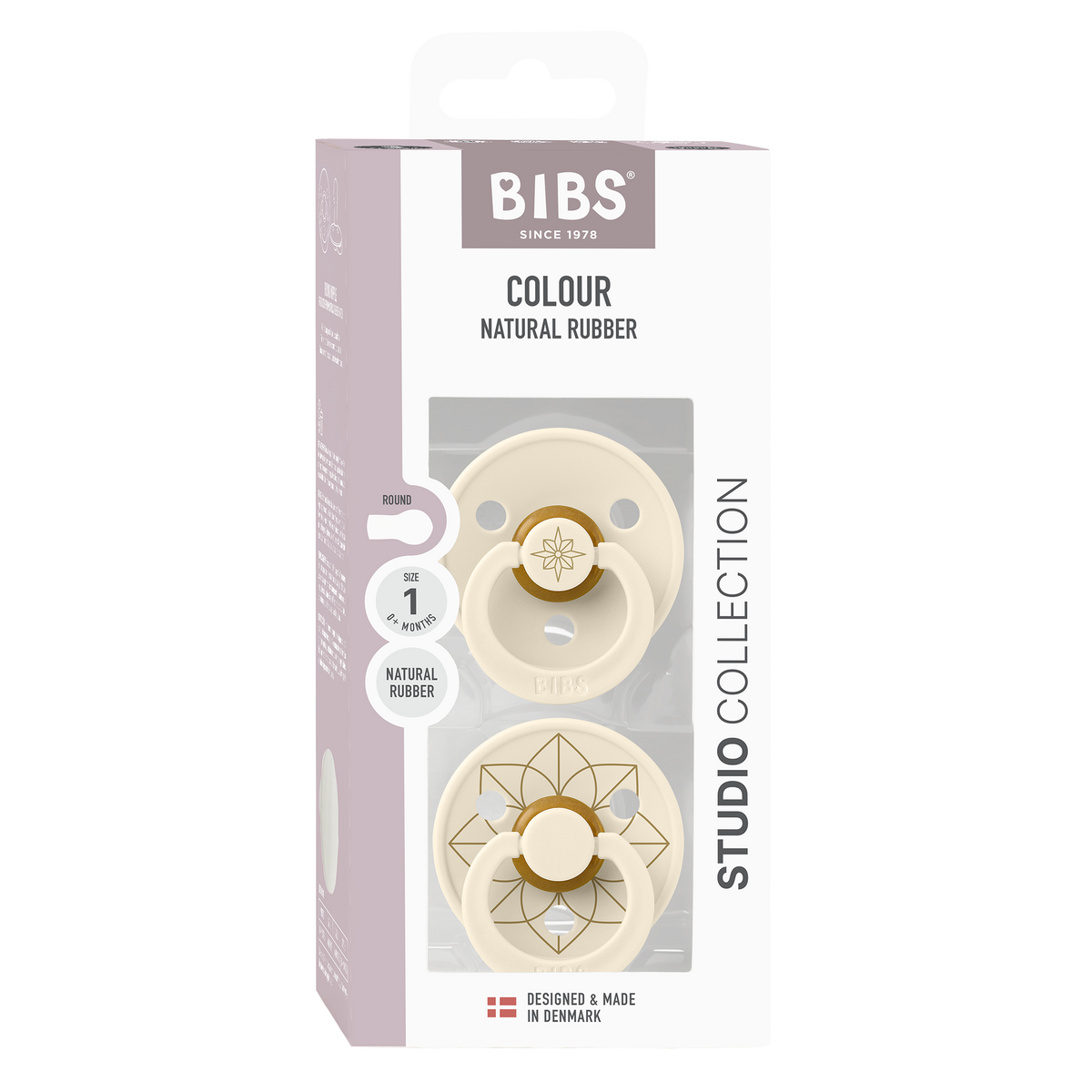 Bibs Pacifier Studio Colour Noor Latex Size 1 (Ivory Gold) - Pack of 2