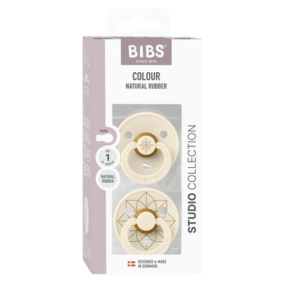 Bibs Pacifier Studio Colour Noor Latex Size 1 (Ivory Gold) - Pack of 2