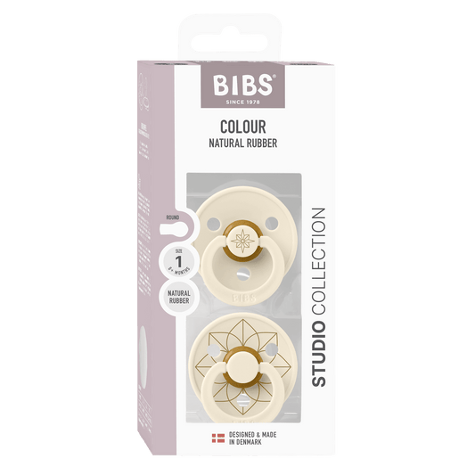 Bibs Pacifier Studio Colour Noor Latex Size 1 (Ivory Gold) - Pack of 2