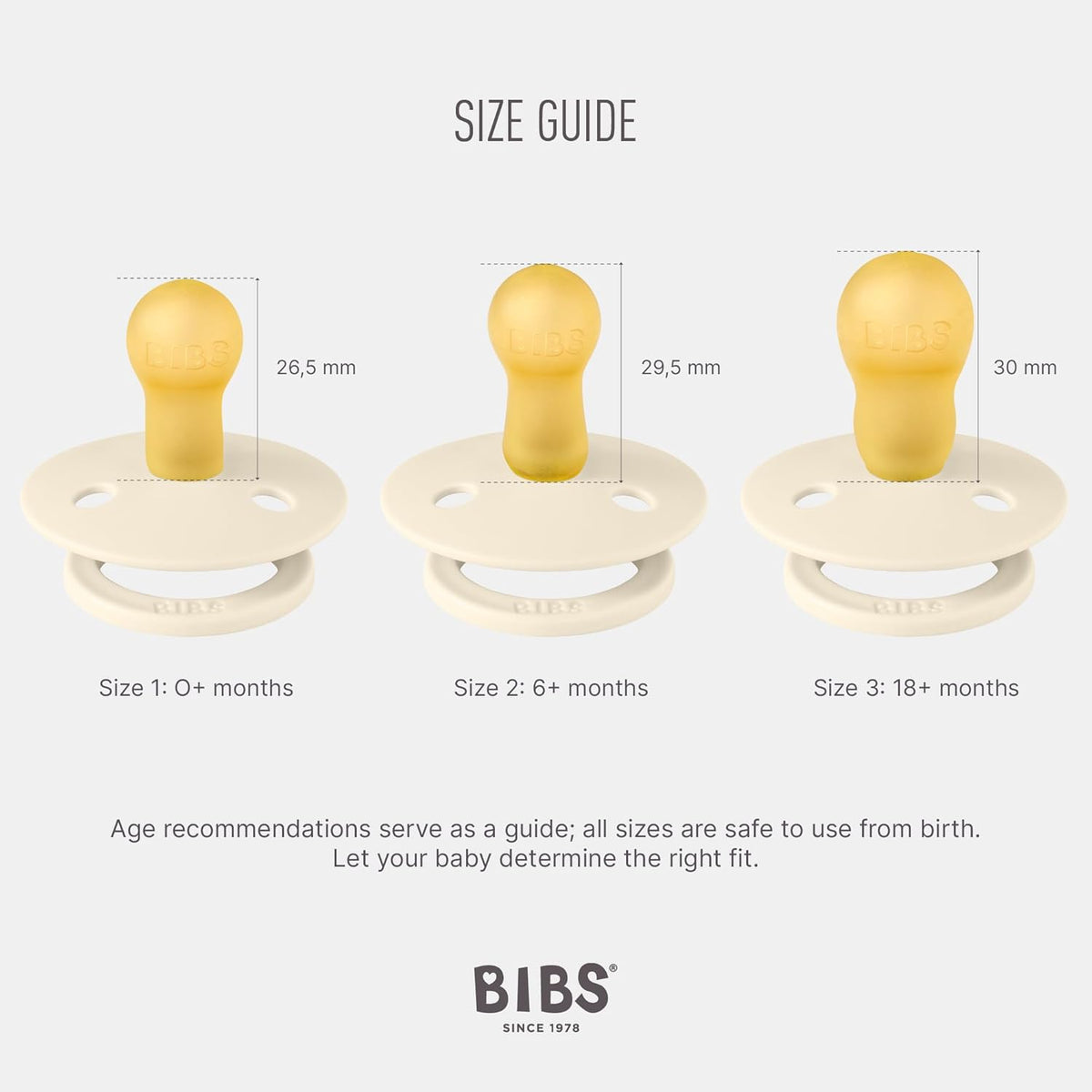 Bibs Pacifier Studio Colour Noor Latex Size 1 (Ivory Gold) - Pack of 2