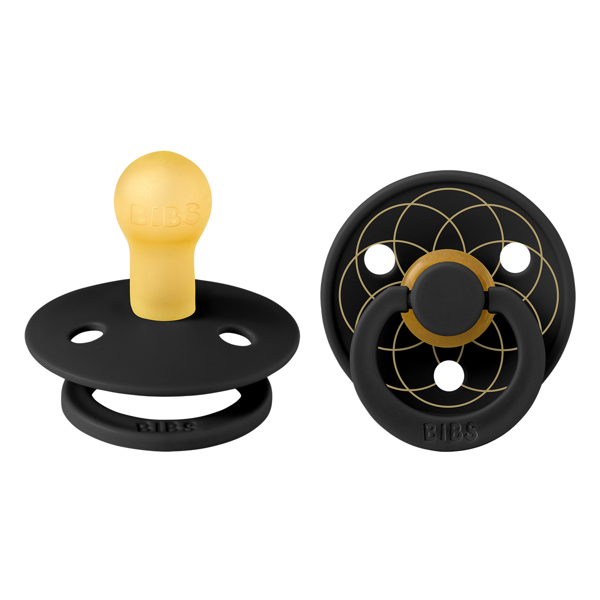 Bibs Pacifier Colour Layle Latex Size 1 (Black Gold) - Pack of 2