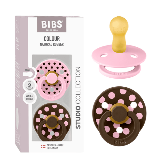 Bibs Pacifier Studio Colour Polka Latex Size 2 (Mocha) - Pack of 2