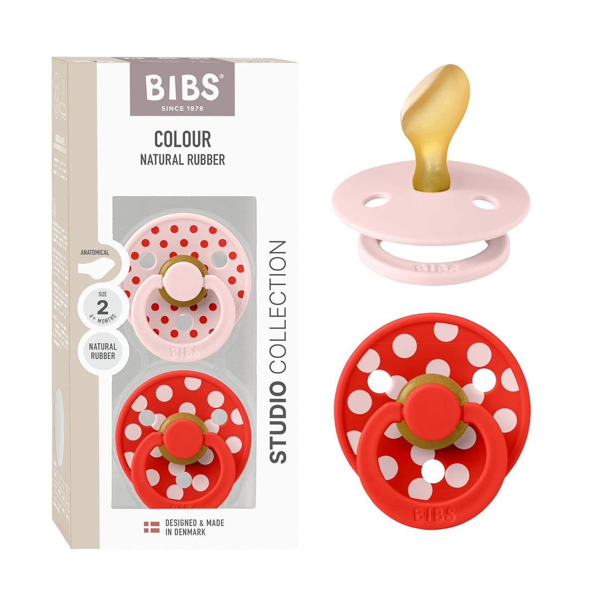 Bibs Pacifier Color Latex Anatomical Size 2 (Vanilla Candy) - Pack of 2