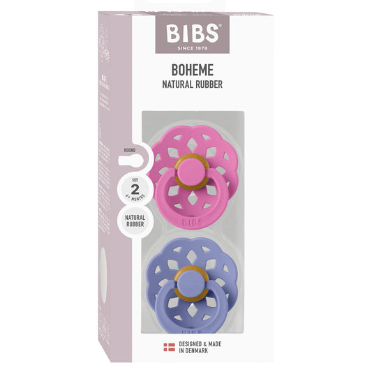 Bibs Pacifier Boheme Latex Size 2 (Bubblegum Peri) - Pack of 2